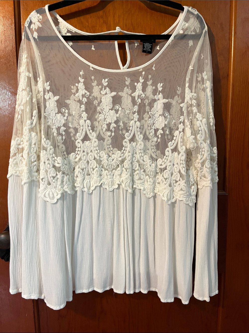 torrid Ivory Lace Overlay Long Sleeve Tunic